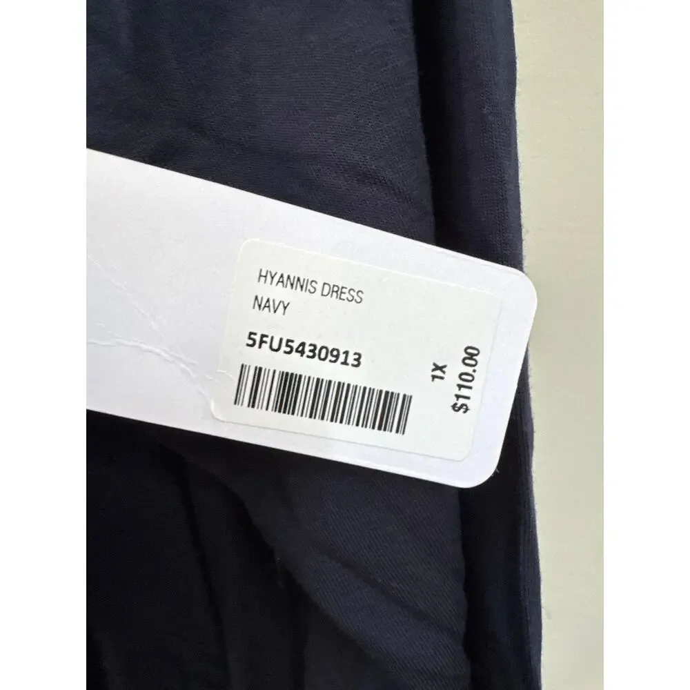Soft Surroundings Womens Hyannis Faux Wrap Midi Navy Blue Dress Size 1X Classic